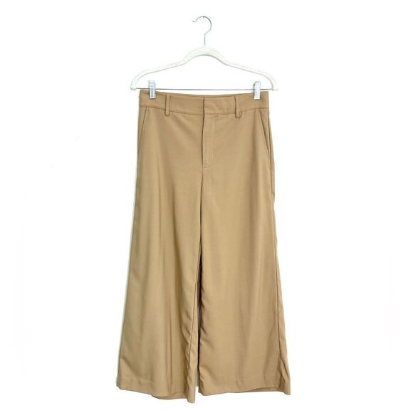 Vince High Rise Wide Leg Cropped Wool pants in Latte - Picture 10 of 14